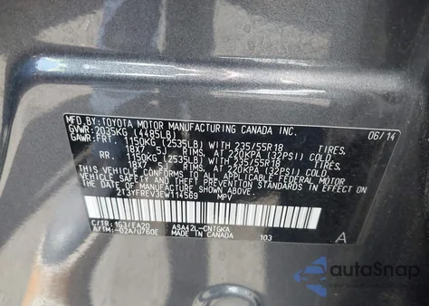 2014 Toyota Rav4 Limited from USA, damaged, VIN 2T3YFREV3EW114569